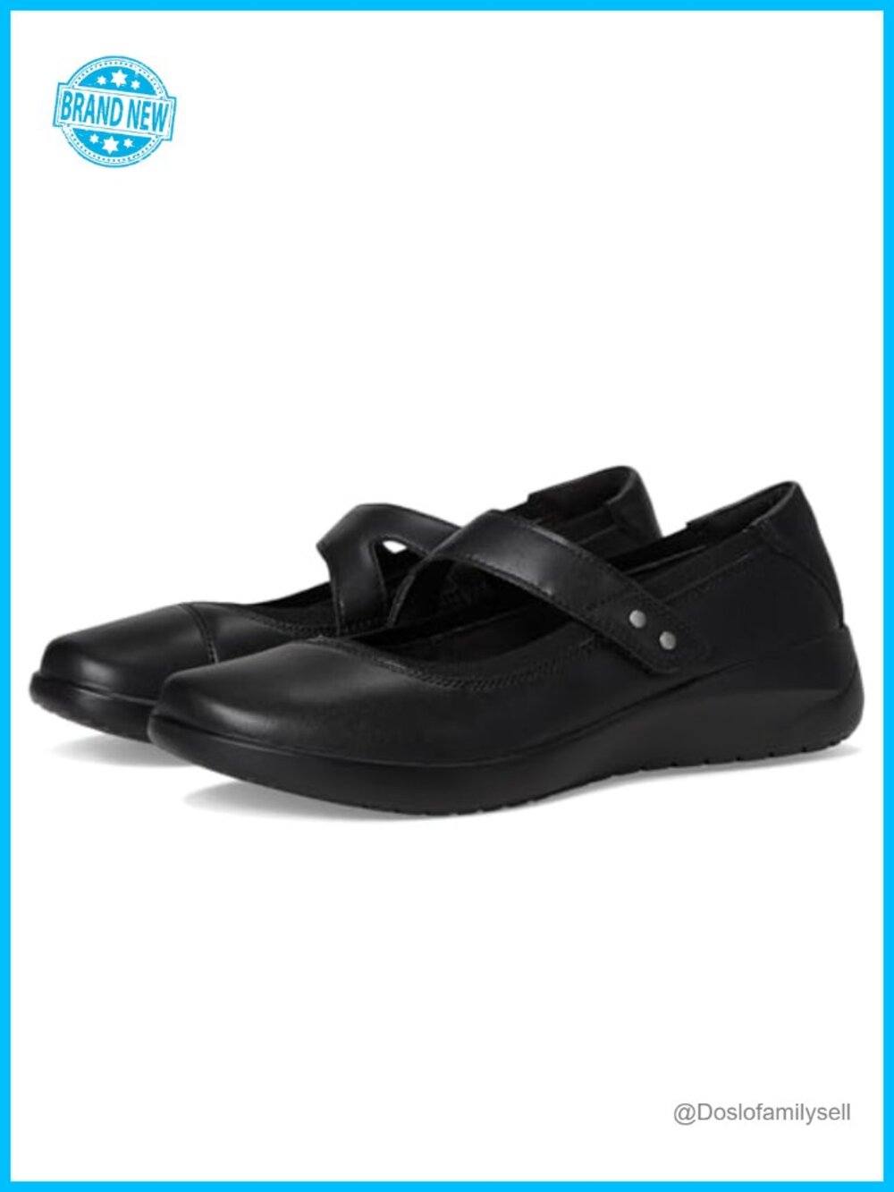 Clarks Kaetlyn Jane Leather Flats with Hook and Loop Strap